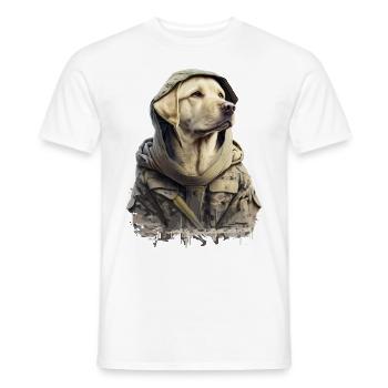 Le Labrador en tant que soldat - T-shirt homme - blanc - Devant - AI Model Male 178 dark (178cm)