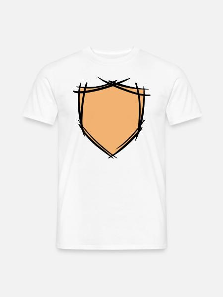 Simbolo scudo / stemma. Disegnato a mano. Sagoma - T-shirt uomo - bianco