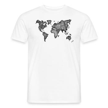 Weltkarte Handmade Dots Dot Painting schwarz - Männer T-Shirt - Weiß - Vorne - AI Model Male 178 dark (178cm)
