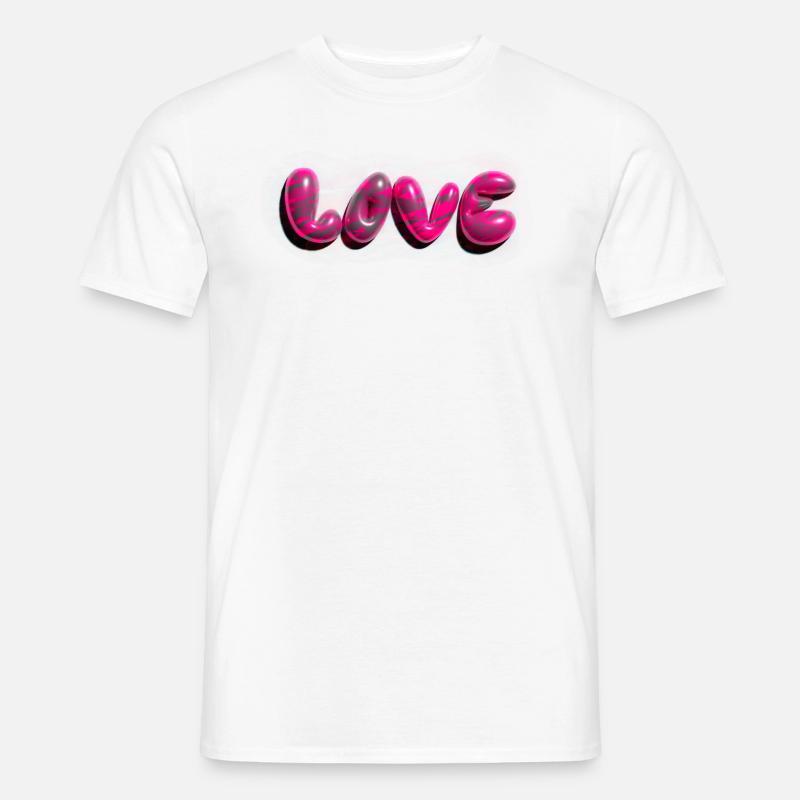 love,3d,graffiti,ballon,bunt,liebe,muster - Männer T-Shirt - Weiß