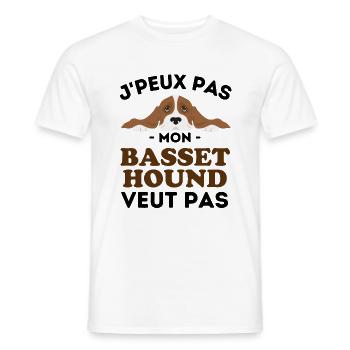Chien de Race Basset Hound - T-shirt homme - blanc - Devant - AI Model Male 178 dark (178cm)