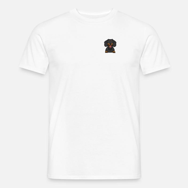 Schwarzer Dackel - Männer T-Shirt - Weiß