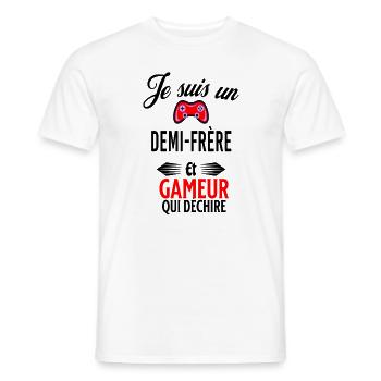 je suis gameur qui déchire et demi-frère - T-shirt homme - blanc - Devant - AI Model Male 178 dark (178cm)