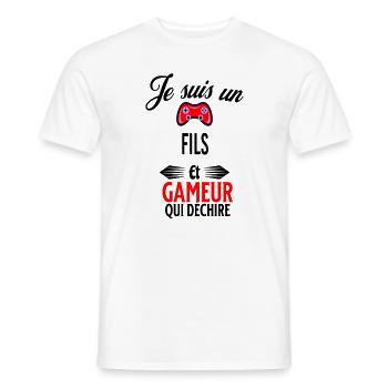 je suis gameur qui déchire et fils - T-shirt homme - blanc - Devant - AI Model Male 178 dark (178cm)