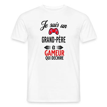 je suis gameur qui déchire et grand-père - T-shirt homme - blanc - Devant - AI Model Male 178 dark (178cm)