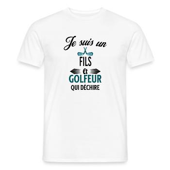 je suis golfeur qui déchire et fils - T-shirt homme - blanc - Devant - AI Model Male 178 dark (178cm)