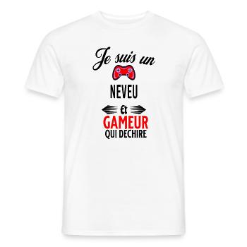 je suis gameur qui déchire et neveu - T-shirt homme - blanc - Devant - AI Model Male 178 dark (178cm)