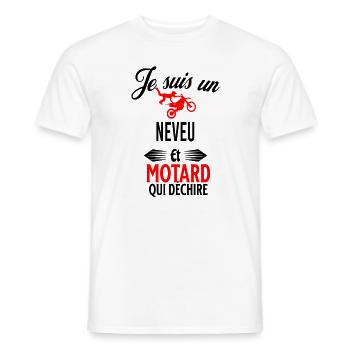 je suis motard qui déchire et neveu - T-shirt homme - blanc - Devant - AI Model Male 178 dark (178cm)