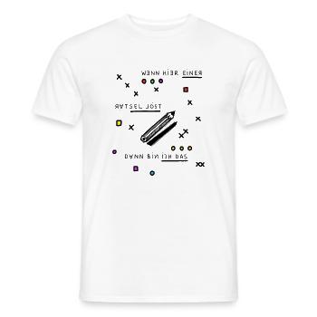 Das Rätsel löse ich - Männer T-Shirt - Weiß - Vorne - AI Model Male 178 dark (178cm)