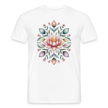 Lotusblüten-Mandala mit floralen Details - Männer T-Shirt - Weiß - Vorne - AI Model Male 178 dark (178cm)