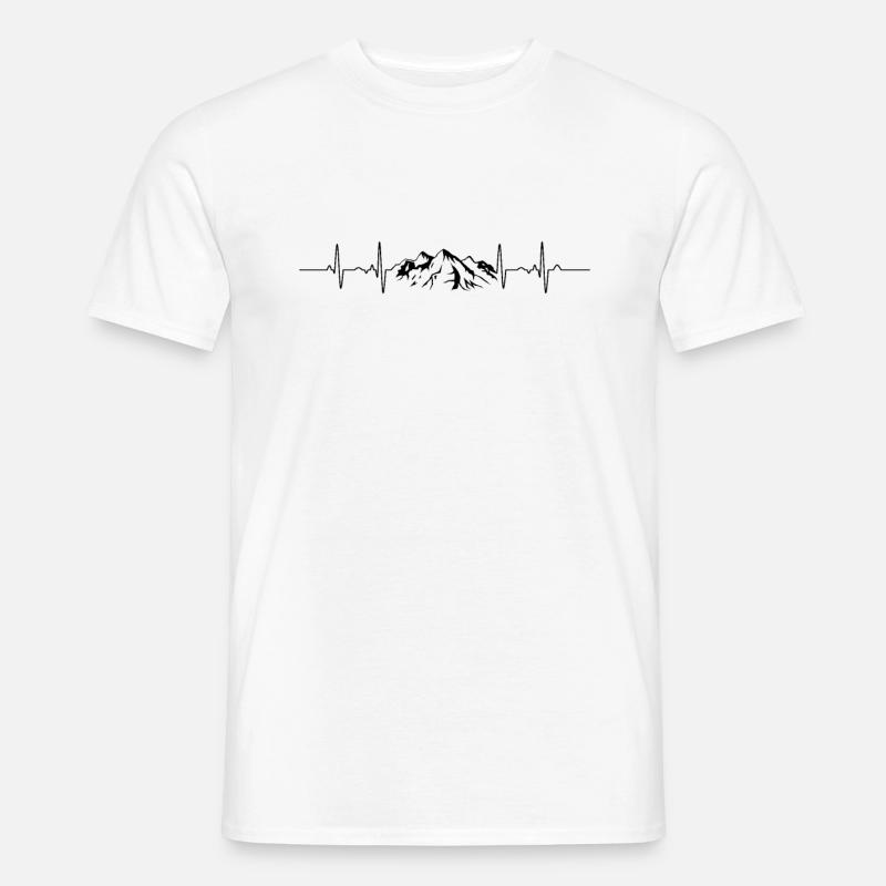 MOUNTAINS Heartbeat Pulse Heart Frequency Gift Idea - T-shirt uomo - bianco
