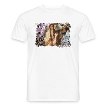 Vintage Indian Girl Chief - Men's T-Shirt - white - Front - AI Model Male 178 dark (178cm)
