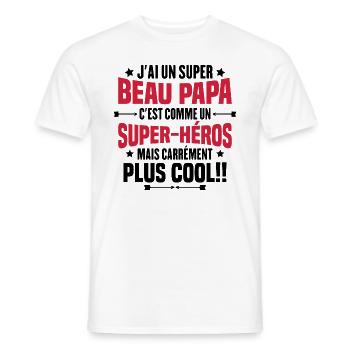 Super beau-papa c'est comme un super héros - T-shirt homme - blanc - Devant - AI Model Male 178 dark (178cm)