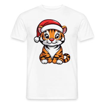 Tiger Weihnachten Niedlich - Männer T-Shirt - Weiß - Vorne - AI Model Male 178 dark (178cm)