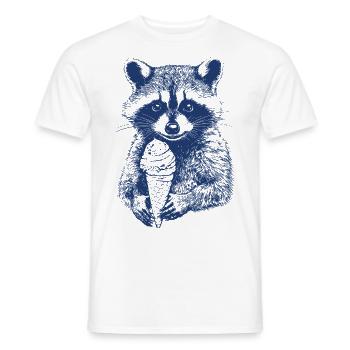 Raccoon with cream - Men's T-Shirt - white - Front - AI Model Male 178 dark (178cm)