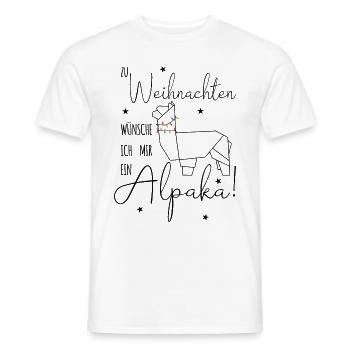 Zu Weihnachten wünsche ich mir ein Alpaka - Männer T-Shirt - Weiß - Vorne - AI Model Male 178 dark (178cm)