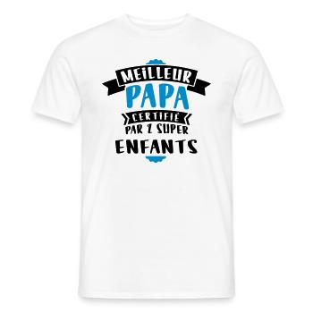 Meilleur papa de 2 enfants - T-shirt homme - blanc - Devant - AI Model Male 178 dark (178cm)
