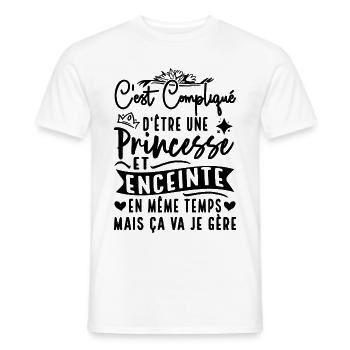 Princesse Enceinte Annonce Grossesse Future Maman - T-shirt homme - blanc - Devant - AI Model Male 178 dark (178cm)