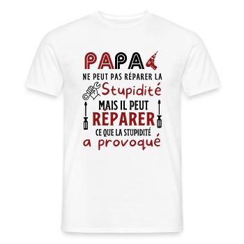 papa réparateur de génie 2 - T-shirt homme - blanc - Devant - AI Model Male 178 dark (178cm)
