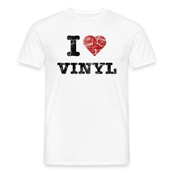 i_love_vinyl_vintage - Men's T-Shirt - white - Front - AI Model Male 178 dark (178cm)