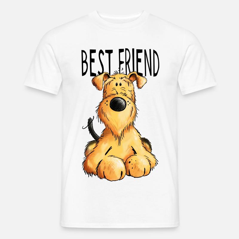 Airedale Terrier mein bester Freund - Geschenk - Männer T-Shirt - Weiß