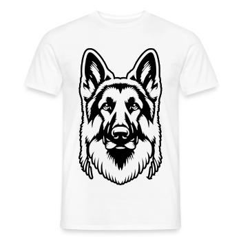 Silhouette noire de berger allemand de la tête - T-shirt homme - blanc - Devant - AI Model Male 178 dark (178cm)