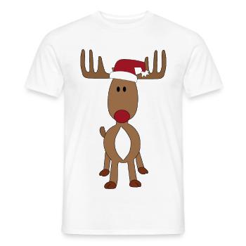 Motif orignal avec chapeau de père Noël - T-shirt homme - blanc - Devant - AI Model Male 178 dark (178cm)