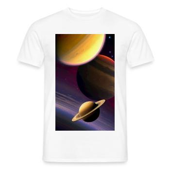 Cosmic Planetsand Galaxy Art - Men's T-Shirt - white - Front - AI Model Male 178 dark (178cm)