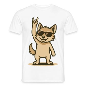 chiot chacal cool avec des lunettes de soleil - T-shirt homme - blanc - Devant - AI Model Male 178 dark (178cm)
