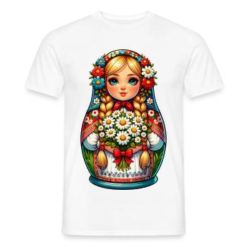 Matryoshka in Russian Matryoshka Doll Russian - Men's T-Shirt - white - Front - AI Model Male 178 dark (178cm)