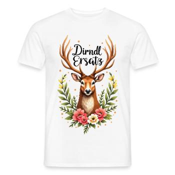 Dirndl Remplacement Cerf Costume Traditionnel Festival Folklorique Bavarois - T-shirt homme - blanc - Devant - AI Model Male 178 dark (178cm)