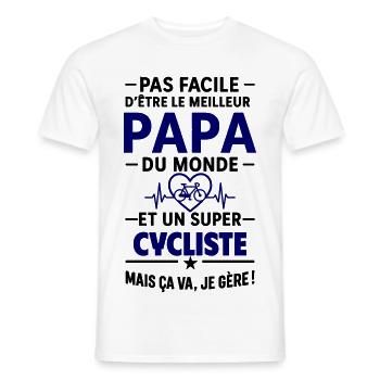 Heart + Cycling – Super Dad Cyclist - Men's T-Shirt - white - Front - AI Model Male 178 dark (178cm)