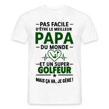 Heart + Golf – Super Dad Golfer - Men's T-Shirt - white - Front - AI Model Male 178 dark (178cm)