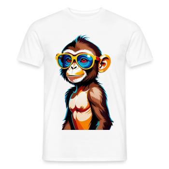 Kunterbunter Affe mit Retro-Sonnenbrille - Männer T-Shirt - Weiß - Vorne - AI Model Male 178 dark (178cm)