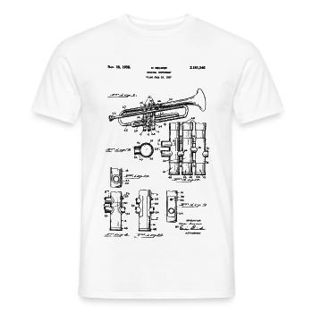 Trumpet – Technical Drawing Vintage Patent - Men's T-Shirt - white - Front - AI Model Male 178 dark (178cm)