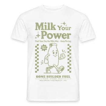 Milk Power Power for breakfast - Men's T-Shirt - white - Front - AI Model Male 178 dark (178cm)