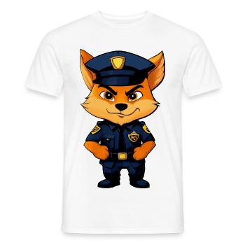 Füchse Polizistin / Polizei Fuchs - Mænd T-shirt - hvid - Foran - AI Model Male 178 dark (178cm)