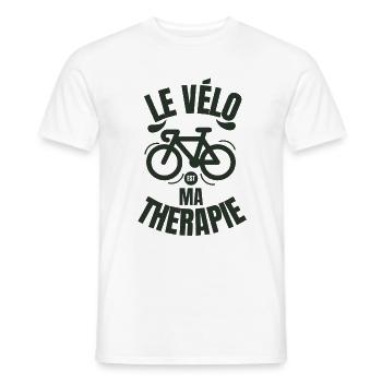 le vélo ma thérapie cadeau humour vélo homme - T-shirt homme - blanc - Devant - AI Model Male 178 dark (178cm)