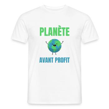 Planète Avant Profit Écologie - T-shirt homme - blanc - Devant - AI Model Male 178 dark (178cm)