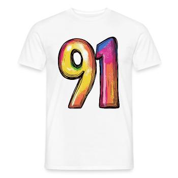 91 Number Symbol - Men's T-Shirt - white - Front - AI Model Male 178 dark (178cm)