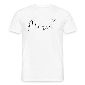 Marie Nom Prénom Fille - T-shirt homme - blanc - Devant - AI Model Male 178 dark (178cm)