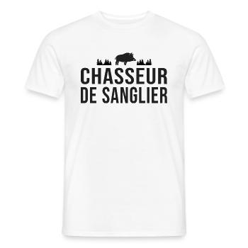 chasseur de sanglier cadeau cool chasse - T-shirt homme - blanc - Devant - AI Model Male 178 dark (178cm)