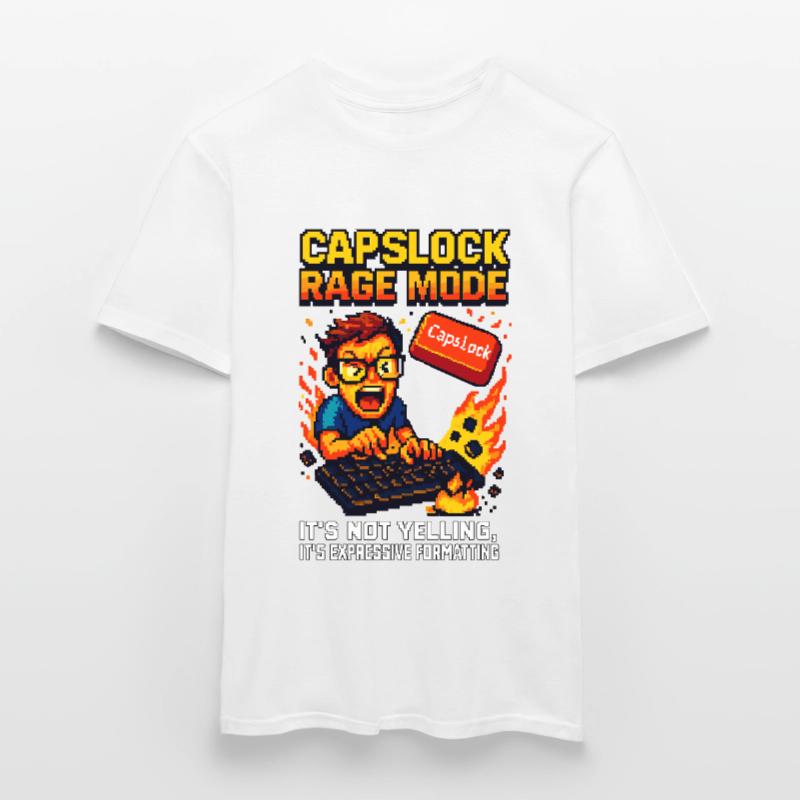 Capslock Rage Mode – Wütender Pixel-Nerd Männer T-Shirt