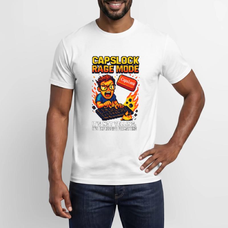 Capslock Rage Mode – Wütender Pixel-Nerd Männer T-Shirt