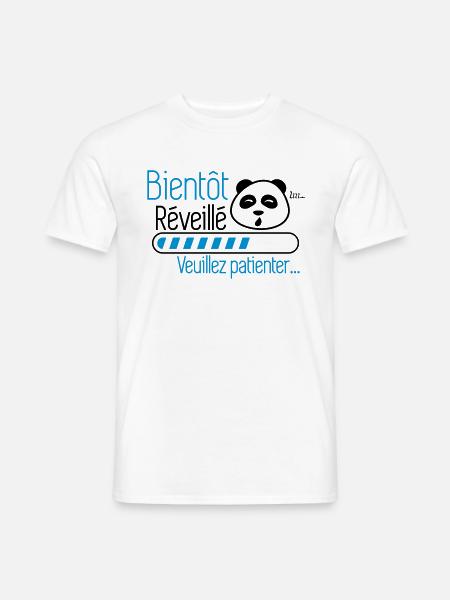 Bientôt reveillé Panda humour citations - T-shirt homme - blanc