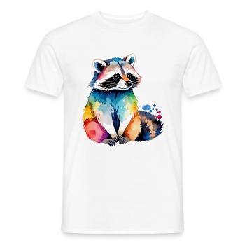 Illustration aquarelle de raton laveur - T-shirt homme - blanc - Devant - AI Model Male 178 dark (178cm)