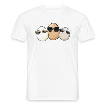 Oeufs,Oeuf,Famille d’oeufs,Famille,Lunettes de soleil - T-shirt homme - blanc - Devant - AI Model Male 178 dark (178cm)