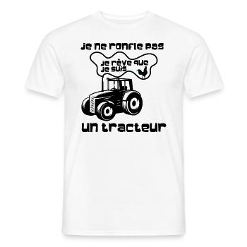 funny agriculture, je rêve que je suis un tracteur - T-shirt homme - blanc - Devant - AI Model Male 178 dark (178cm)