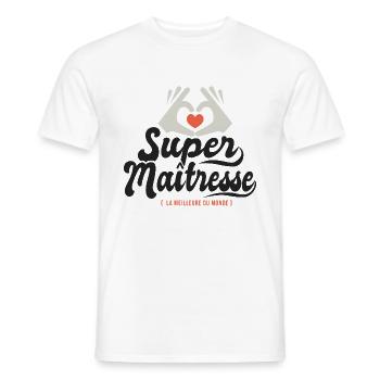 Super maitresse cadeau maîtresse institutrice - T-shirt homme - blanc - Devant - AI Model Male 178 dark (178cm)