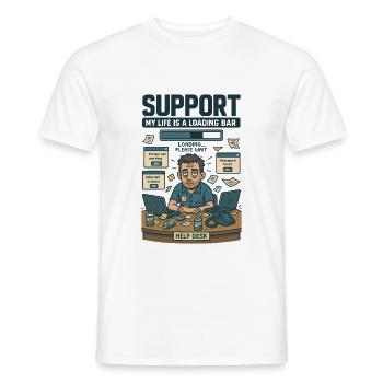 Helpdesk chaos and energy drinks - Men's T-Shirt - white - Front - AI Model Male 178 dark (178cm)